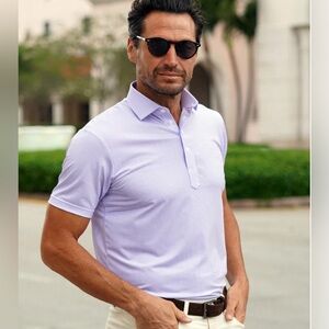 Collars & Co. Featherweight Flex Polo Lavender Micro Gingham Size 3X-Large NWT